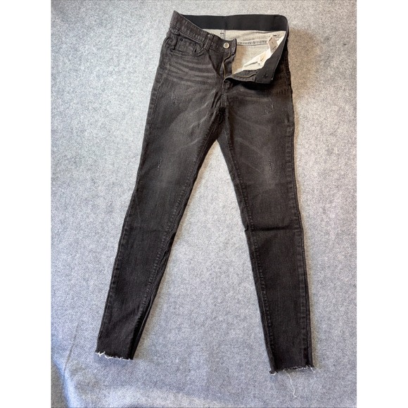 Sira Jean Denim - Sira Jean Womens L Gray Denim Mid Rise Frayed Hem Skinny Jeans